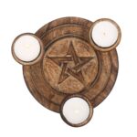 PORTA TEA LIGHT LEGNO PENTAGRAMMA