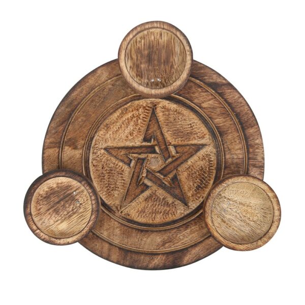 PORTA TEA LIGHT LEGNO PENTAGRAMMA - immagine 2