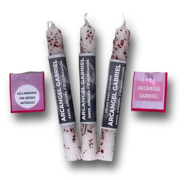 CANDELA CON ERBA PER PETIZIONE "ARCANGELO GABRIELE" - KIT 3 PEZZI