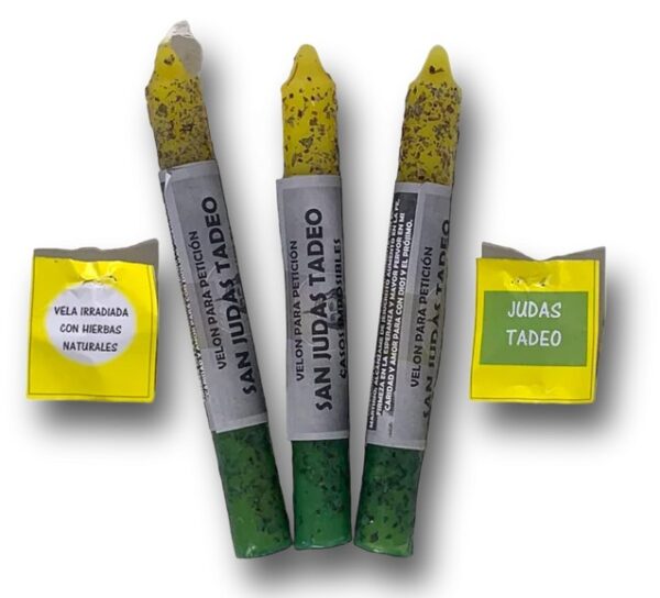 CANDELA CON ERBA PER PETIZIONE "SAN GIUDA TADDEO" - KIT 3 PEZZI
