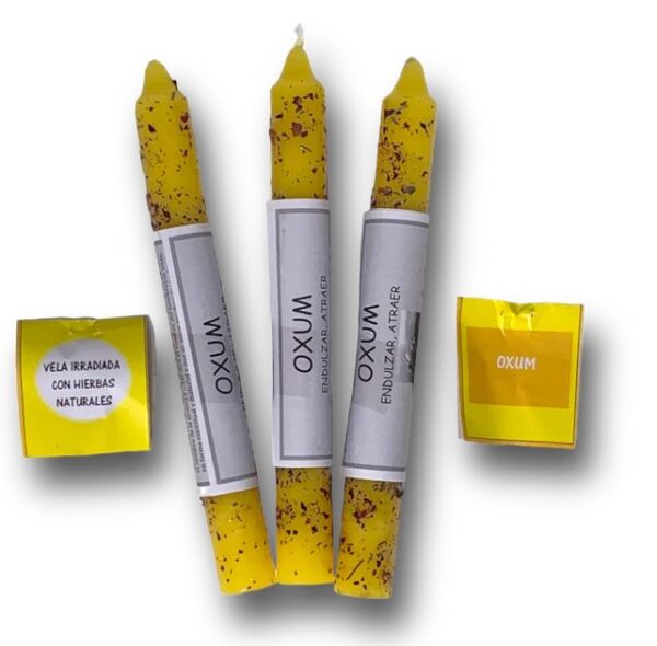 CANDELA CON ERBA PER PETIZIONE "OXUM" - KIT 3 PEZZI