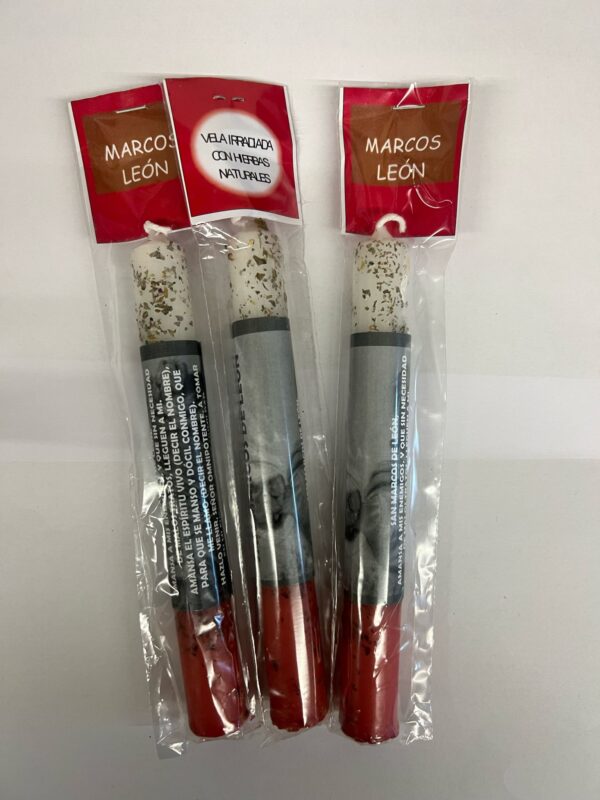 CANDELA CON ERBA PER PETIZIONE "SAN MARCOS DE LEON" - KIT 3 PEZZI
