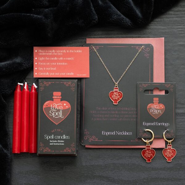 COLLANA IN SMALTO CON POZIONE D'AMORE E BIGLIETTO D'AUGURI - immagine 4