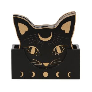 SET DI 4 SOTTOBICCHIERI MUSO GATTO CON CUSTODIA