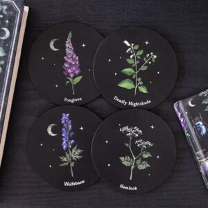 SET DI 4 SOTTOBICCHIERI PIANTE VELENOSE