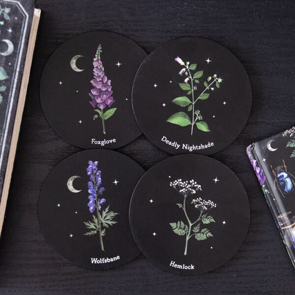 SET DI 4 SOTTOBICCHIERI PIANTE VELENOSE