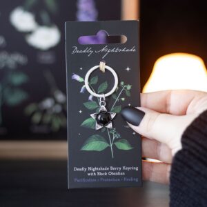 PORTACHIAVI A FORMA DI BELLADONNA CON OSSIDIANA NERA